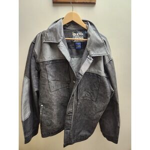 PARA SUCO Mens Denim Jacket‎ XXL Gray Wash Lion Embroidery Streetwear